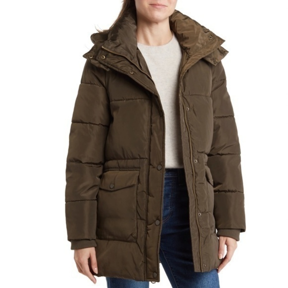 NWT Lucky Brand Dark Army Green Puffer Jacket Medium
